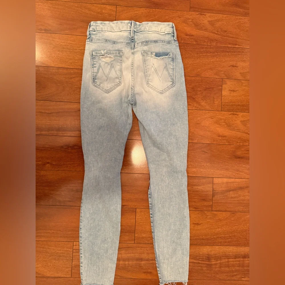 MOTHER Light Blue The Pixie Frayed Ankle Jeans